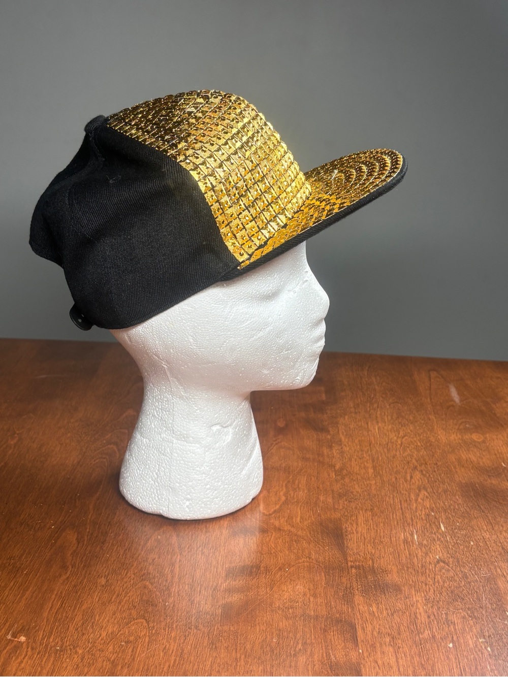 Black & Gold Sequin Baseball Cap